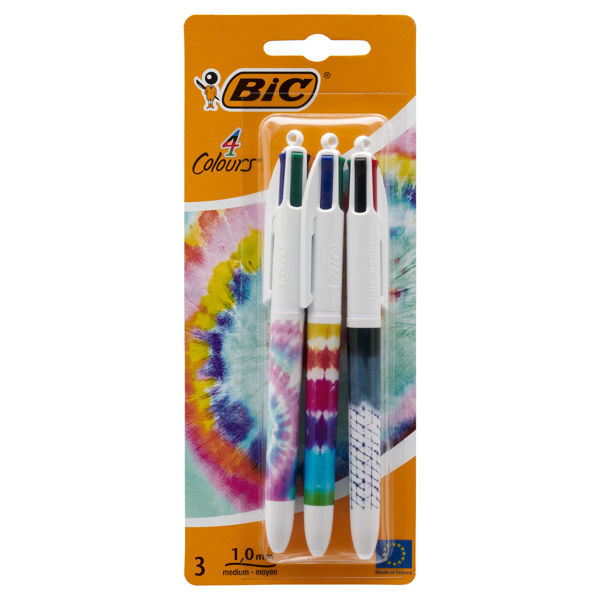 BIC CARD 3 4 COLOUR BALLPOINT PENS - TIE DYE DECOR - Image 2