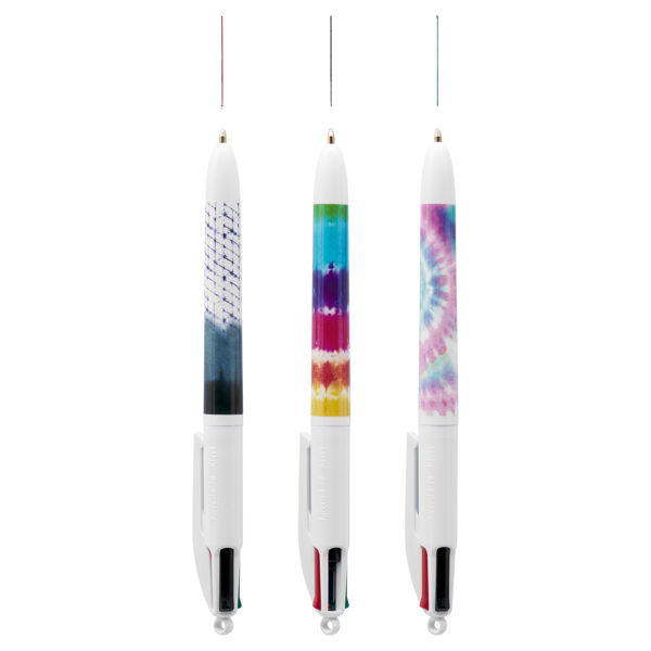BIC CARD 3 4 COLOUR BALLPOINT PENS - TIE DYE DECOR