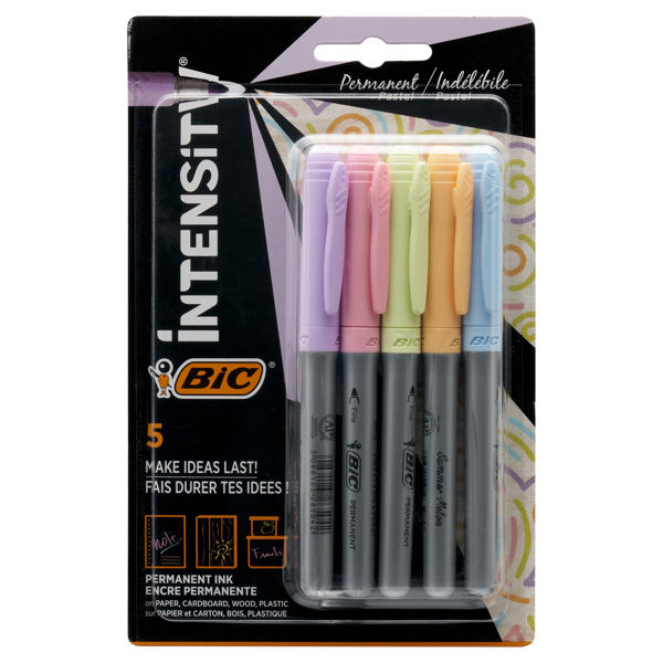 BIC CARD 5 INTENSITY PERMANENT MARKERS - PASTEL - Image 2