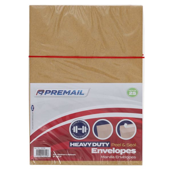 PREMAIL PKT.25 C5 HEAVY DUTY PEEL & SEAL ENVELOPES - MANILLA - Image 4