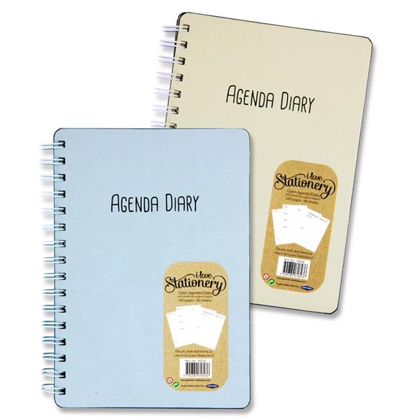 * I LOVE STATIONERY A5 160pg WIRO OPEN AGENDA DIARY - ASST.