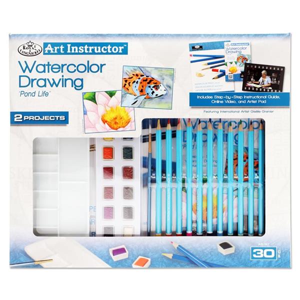 ART INSTRUCTOR 30pce 2 PROJECT ART SET - WATERCOLOUR DRAWING - Image 2