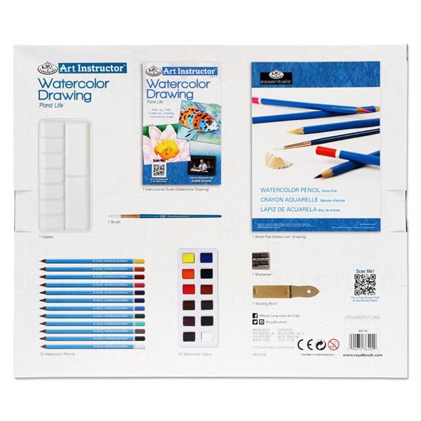 ART INSTRUCTOR 30pce 2 PROJECT ART SET - WATERCOLOUR DRAWING