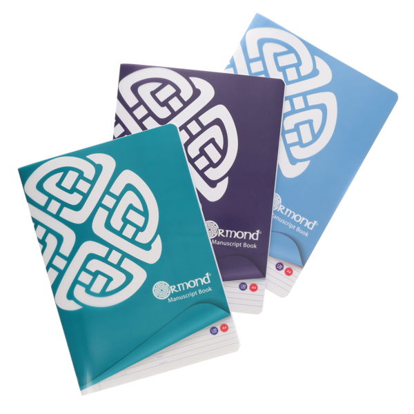 ORMOND A4 120pg DURABLE COVER MANUSCRIPT BOOK - ASST.