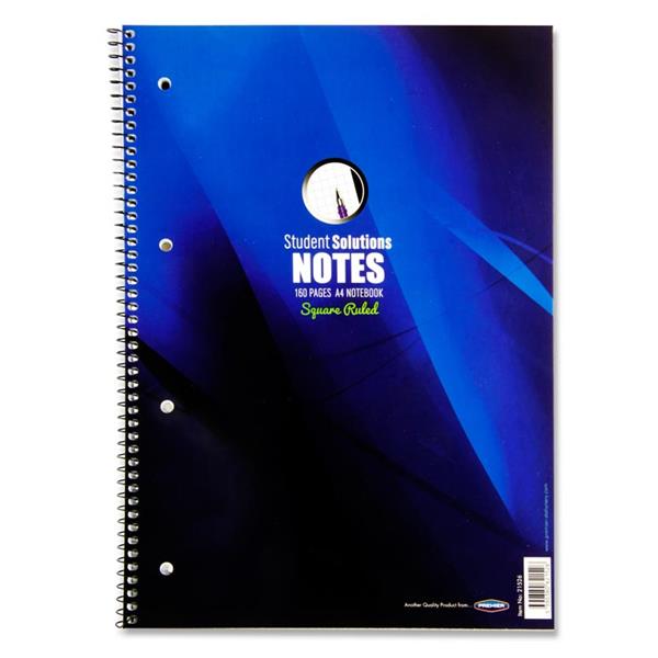 STUDENT SOLUTIONS A4 160pg 5mm SQUARED SPIRAL NOTEBOOK