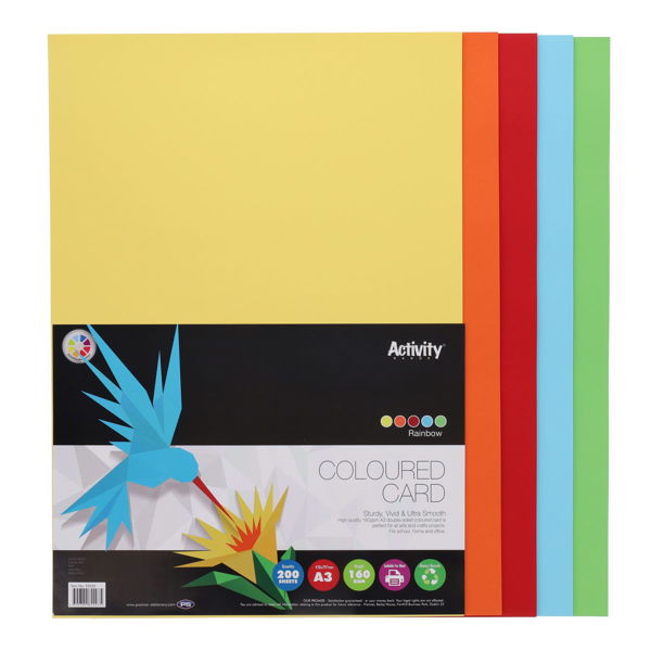 PREMIER ACTIVITY A3 160gsm CARD 200 SHEETS - RAINBOW - Image 4