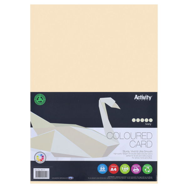 PREMIER ACTIVITY A4 160gsm CARD 50 SHEETS - IVORY - Image 4