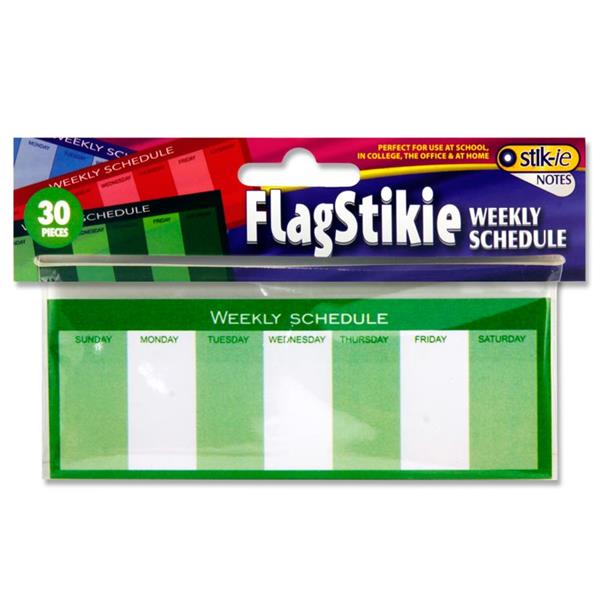 STIK-IE 30 SHEET FLAGSTICKIE NOTE WEEKLY SCHEDULE 4 ASST.