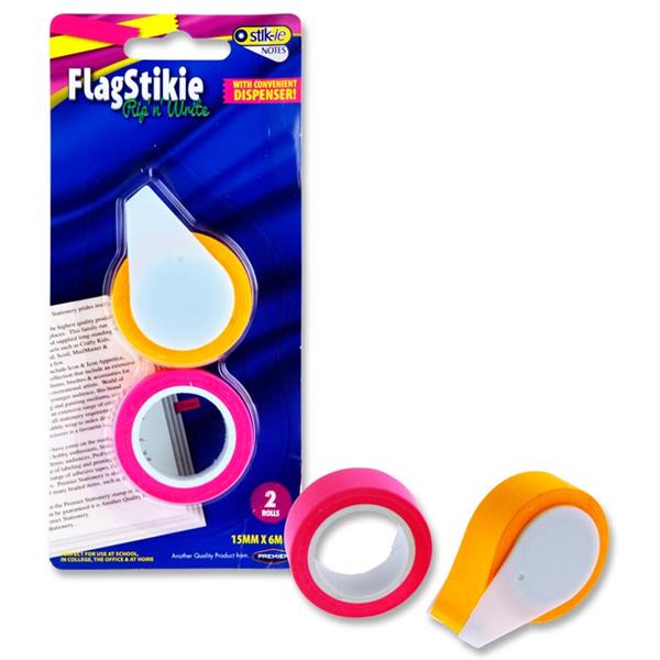* STIK-IE CARD 2 FLAG STIKIE RIP 'N WRITE 15mm x 6m ROLLS
