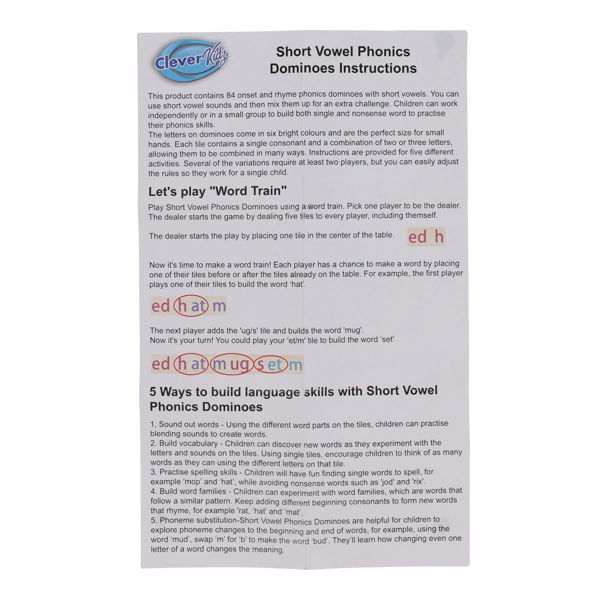 CLEVER KIDZ PKT. 84 PLAY AND LEARN PHONICS DOMINOES - Image 4