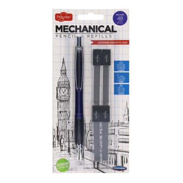 PROSCRIBE 0.5mm MECHANICAL PENCIL W/4 TUBES LEAD
