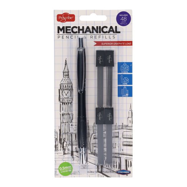 PROSCRIBE 0.5mm MECHANICAL PENCIL W/4 TUBES LEAD - Image 2