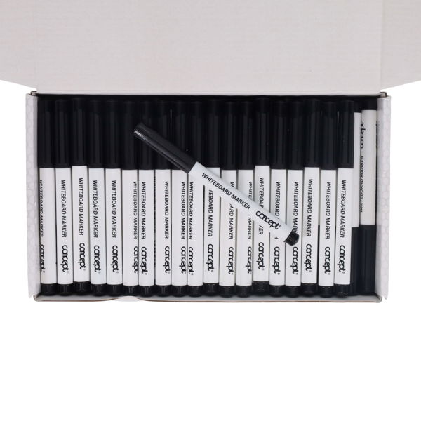 CONCEPT PKT.100 NARROW BULLET TIP WHITEBOARD MARKERS CDU - BLACK - Image 4