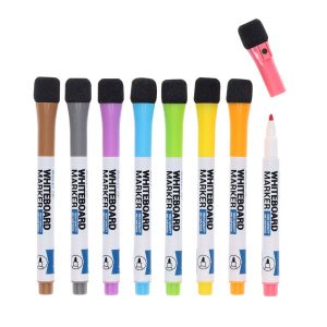 CONCEPT PKT.8 BULLET TIP WHITEBOARD MARKERS WITH ERASER LID - ASST