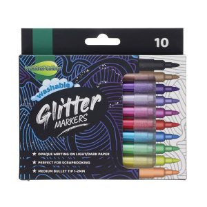 WORLD OF COLOUR PKT.10 WASHABLE GLITTER MARKERS