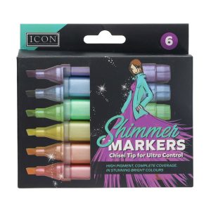 ICON PKT.6 SHIMMER MARKERS CHISEL TIP