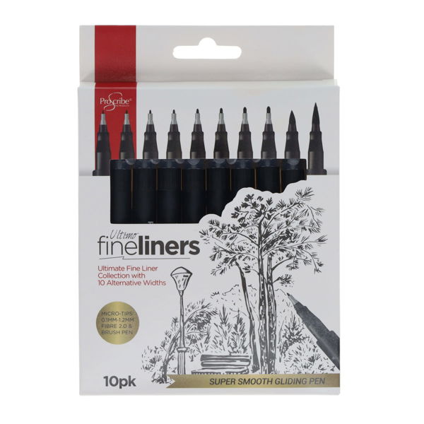 PROSCRIBE PKT.10 ULTIMO FINELINERS - BLACK
