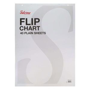 SILVINE 40 SHEETS 60gsm HYBRID PAPER FLIP CHART - WHITE