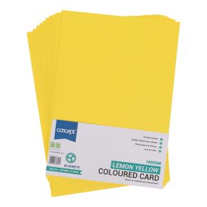 CONCEPT A4 160gsm CARD 50 SHEETS - LEMON