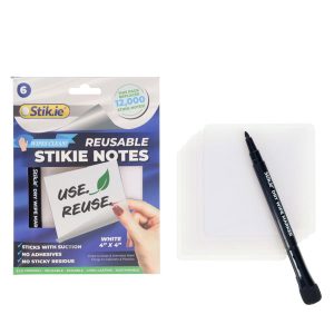 STIK-IE PKT.6 REUSABLE STIKIE NOTES 4""X4"" - WHITE