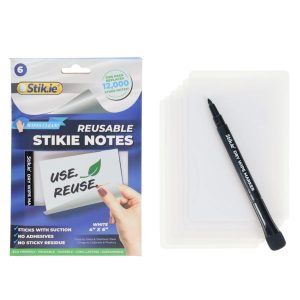 STIK-IE PKT.6 REUSABLE STIKIE NOTES 4"" x 6"" - WHITE
