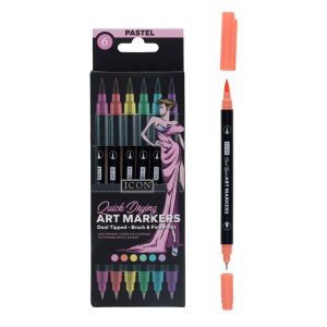 ICON PKT.6 QUICK DRYING ART MARKERS - PASTEL
