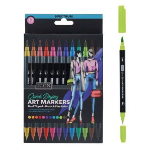 ICON PKT.12 QUICK DRYING ART MARKERS - SPECTRUM