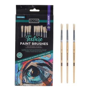 ICON PKT.10 TEXTURE PAINT BRUSHES - HOG HAIR NO 10