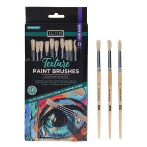 ICON PKT.10 TEXTURE PAINT BRUSHES - HOG HAIR NO 12