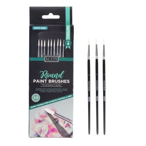 ICON PKT.10 ROUND PAINT BRUSHES - TAKLON NO 4