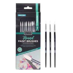 ICON PKT.10 ROUND PAINT BRUSHES - TAKLON NO 8