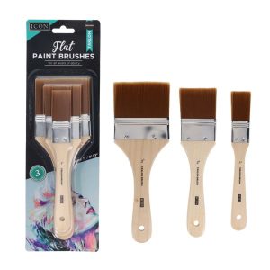ICON PKT.3 FLAT PAINT BRUSHES - BROWN TAKLON