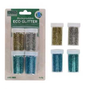ICON CRAFT BIODEGRADABLE GLITTER 10G X 4 ASST.