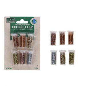 ICON CRAFT BIODEGRADABLE GLITTER 3G X 6 ASST.