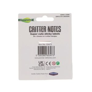 WORLD OF COLOUR PKT.20 CRITTER NOTES - 3 ASST.