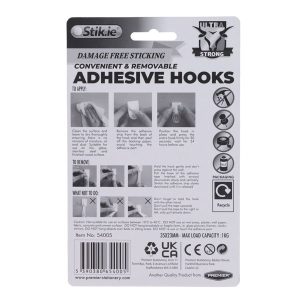 STIK.IE PKT.5 ADHESIVE HOOKS 35X23MM ULTRA STRONG