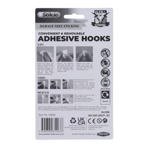 STIK.IE PKT.4 ADHESIVE HOOKS 40x34MM ULTRA STRONG