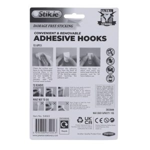 STIK.IE PKT.6 ADHESIVE HOOKS 30x30MM ULTRA STRONG
