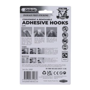 STIK.IE PKT.5 ADHESIVE HOOKS 18x18MM ULTRA STRONG