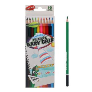 WORLD OF COLOUR PKT.10 TRIANGULAR JUNIOR EASY GRIP COLOURING PENCILS