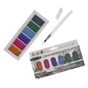 ICON METALLIC WATERCOLOUR PALETTE & REFILLABLE WATER BRUSH