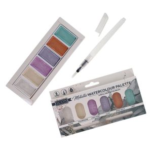 ICON METALLIC WATERCOLOUR PALETTE & REFILLABLE WATER BRUSH