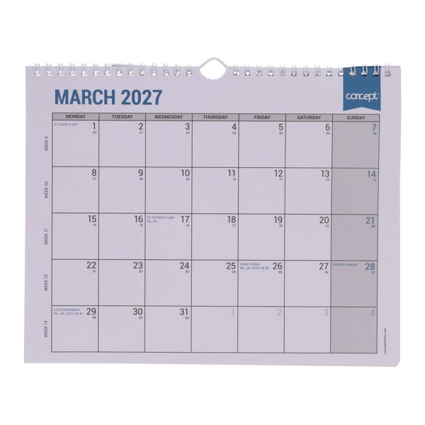 CONCEPT A4 2027 EASY VIEW MONTHLY PLANNER CALENDAR