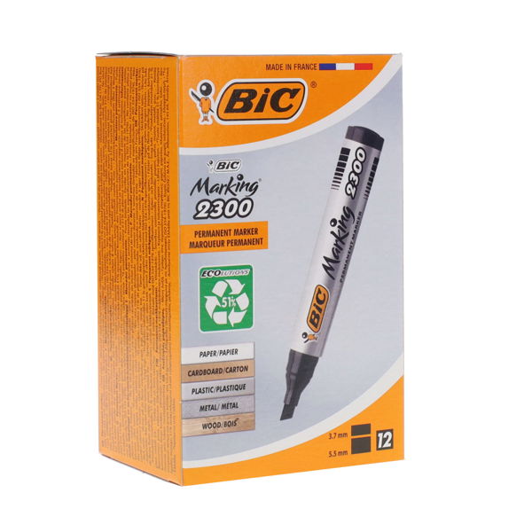 BIC MARKING 2300 CHISEL TIP PERMANENT MARKER - BLACK - Image 4