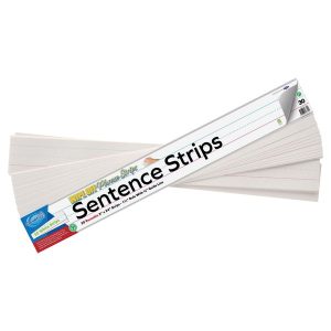 CLEVER KIDZ PKT.30 WIPE-OFF REUSABLE SENTENCE STRIPS 3"x24" - WHITE