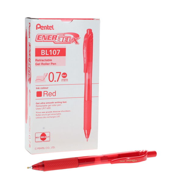 PENTEL ENERGEL-X BL107 0.7mm RETRACTABLE GEL PEN - RED - Image 4