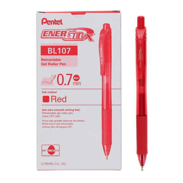 PENTEL ENERGEL-X BL107 0.7mm RETRACTABLE GEL PEN - RED - Image 3
