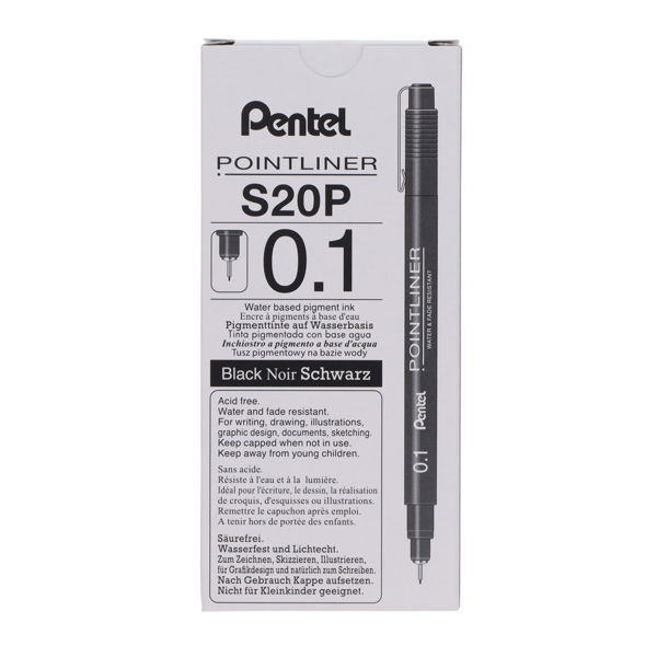 * PENTEL ARTS S20P 0.1mm POINTLINER FINELINER PEN - BLACK - Image 4