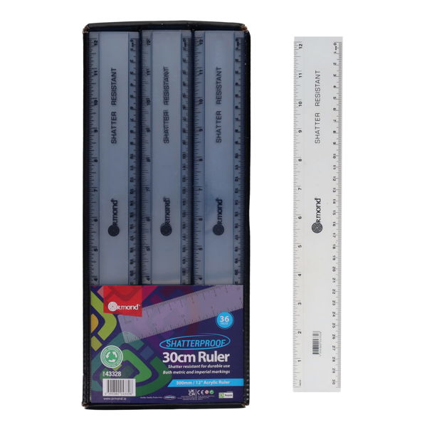 STUDENT SOLUTIONS 12"/30cm SHATTERPROOF RULER CDU
