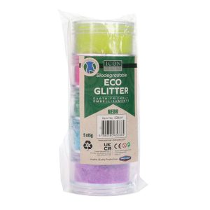 ICON CRAFT BIODEGRADABLE ECO GLITTER 5x15g - NEON